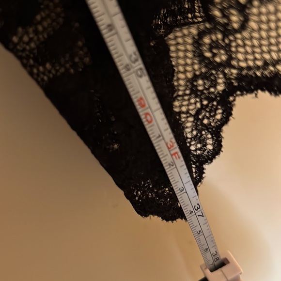 Black Y2K Midi Dress Lace Trim Asymmetrical Spaghetti Straps Size 3/4 Next/Up - Picture 9 of 9